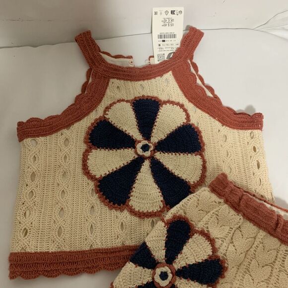 Sea new york Zara collaboration girls 11/12 matching set, crochet floral outfit - Picture 8 of 13